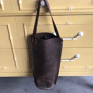 Vintage Brown Leather Tote Bag